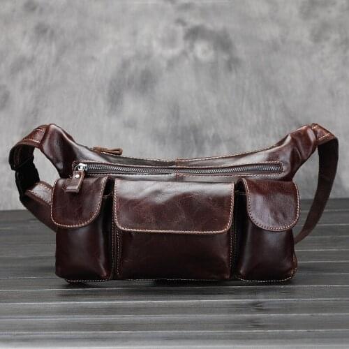 Genuine Leather Mens Waist Packs men Leather Casual Waist Pack mobile phone bag money purse bag Unisex Waist Belt Bag Waist Bag