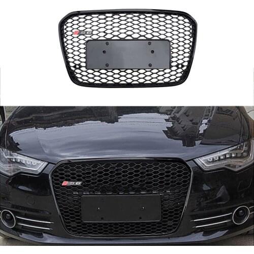Auto Grille For A6 Grill For A6 S6 2012 2013 2014 2015 Front Racing Grill Mesh Bumper Cover ABS Grills Grille Trims