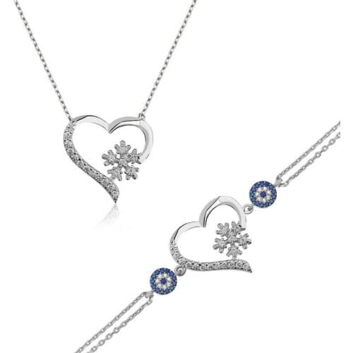 Silver Heart Snowflake Lady Set
