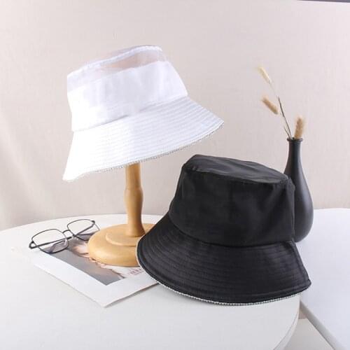 2021 new fashion rhinestone fisherman hat sunshade hat lady summer thin air permeable sunscreen outdoor leisure basin hat