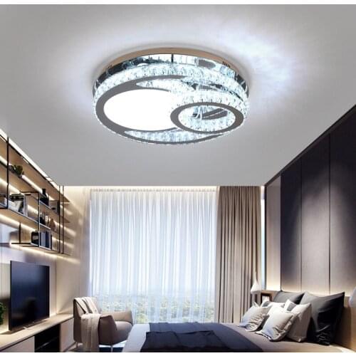 Modern ring crystal LED ceiling light Residential living room bedroom study dining room ceiling lamp