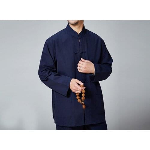 Pure cotton chinese traditional tang suits national clothing man male meditation kung fu clothes long sleeve shirts