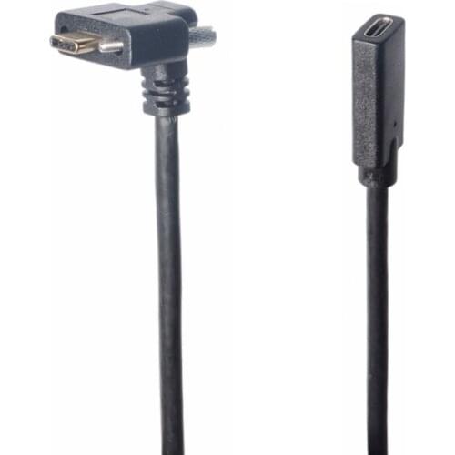 Up & Down Angled USB Type C Extension Cable, Panel Mount Locking Screw USB-C Male to Female Extender Cable for Industrial Camera