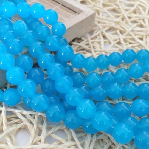 High grade chalcedony jades 4mm 6mm 8mm 10mm 12mm natural stone round sky blue round loose beads diy women jewelry 15inch BV170