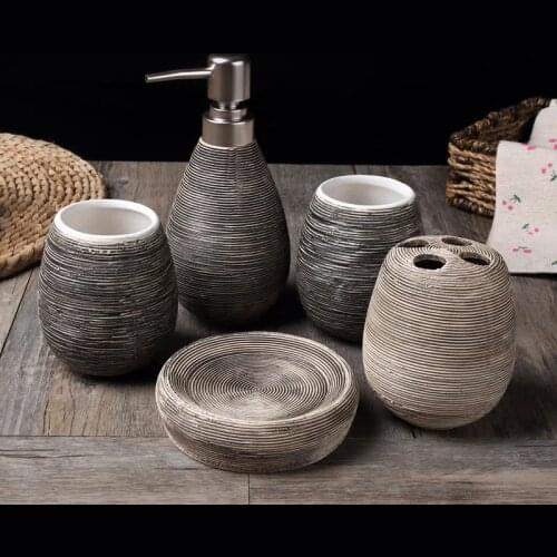 NEWYEARNEW Creative Cermic Bathroom Storage Set Emulsion Bottle Accessories Set Wash Gargle Cup Toothbrush Suit Wedding Gift