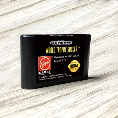 World Trophy Soccer - USA Label Flashkit MD Electroless Gold PCB Card for Sega Genesis Megadrive Video Game Console