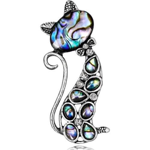 Zlxgirl Fashion Anti-silver vintage Shape Cat animal Brooches for mens Christmas gifts nicely women Hat Scarf pins accessories