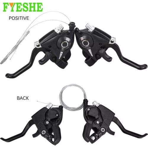 1Pair MTB Bicycle Shifter Brake 3*7/8 21/24 Speed Mountain Folding Bike Shifter Riding Cycling Disc Brake Lever with Shift Cable