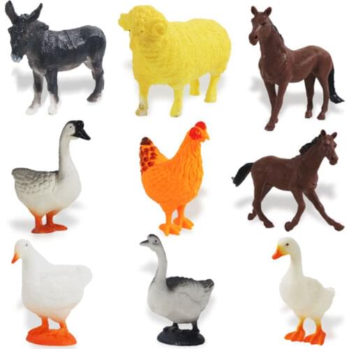 1PCS Mini Zoo Daily Poultry Animal Donkey, Sheep, Stallion, Mare, Chickens, Ducks, Geese And Other Model Toys For Children’s Chi