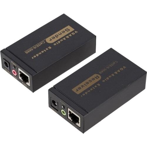 100m HD 1080P UTP VGA Extender RJ45 1x1 Splitter with 3.5mm Audio RJ45/cat5e/6 ethernet cable for projector HDTV PC
