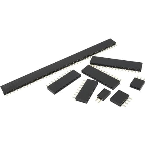 100PCS Pitch 2.54 mm Straight Single Row Female Socket PCB Board Pin Header Strip Connector 2P~40 Pin for Arduino