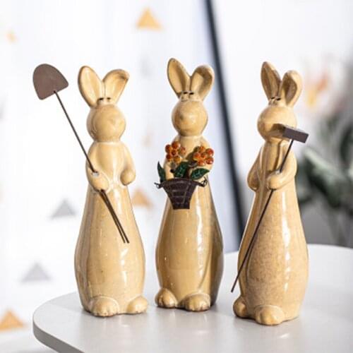 Home Simple Garden Gardening Ornaments 3pcs Cute Rabbit Figurines Modern Pastoral Crafts Fairy Tale Garden Ornaments Crafts