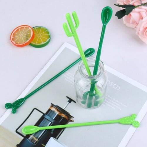 6pcs/set Milk Honey Soup Spoon Cactus Tableware Long Handle Teaspoon Coffee Spoon Stir Stick Kitchen Accessories Sets