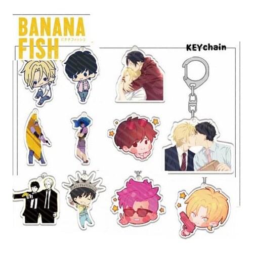 Anime BANANA FISH Shorter Wong Ash Lynx Okumura Eiji Acrylic Keychain Pendant School Bag Charm Decor Cosplay Cartoon Xmas Gift