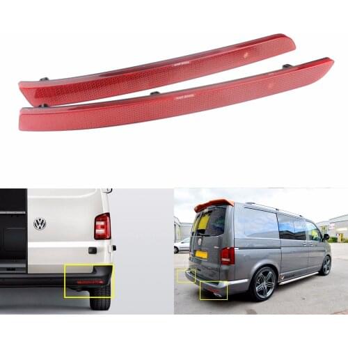 ANGRONG 2x Rear Bumper Reflector Red Cover For VW T5 Transporter Multivan Tail Reflectors L + R (CA333)