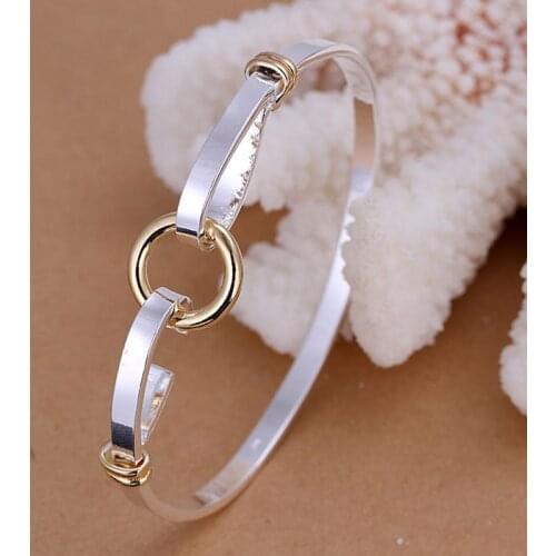 B083 silver fashion jewelry 925 jewelry silver plated bangle bracelet Silvery and Golden O Bangle /UFVAXHVN BPFGDOSG
