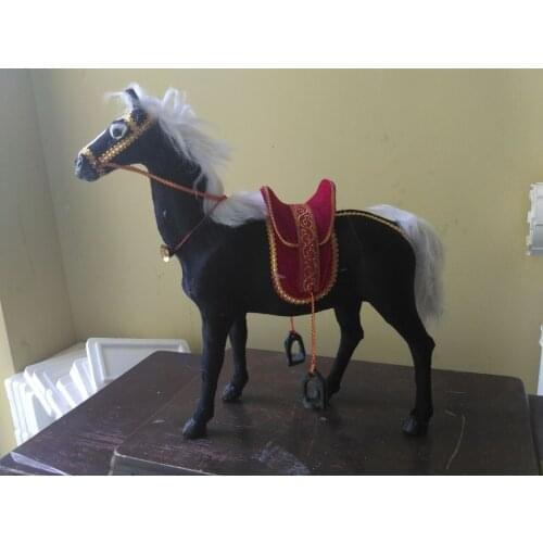 Big simulation creative horse model polyethylene&fur black horse doll about 50x44cm 1691