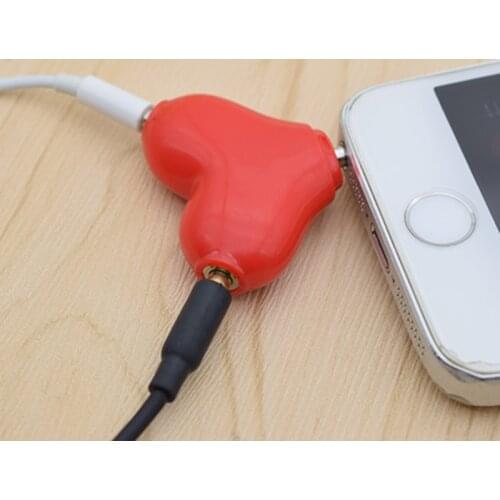 CatXaa Cute 1 Male to 2 Female 3.5 Jack Aux Audio Cable Headphone Heart Music Share Splitter for Apple iPhone 6 7 iPad iPod MP3