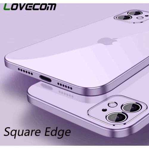 LOVECOM Straight Edge Ultra-thin Clear Phone Case For iPhone 12 Mini 11 Pro Max XR X XS Max 7 8 Plus Plated Case Soft Back Cover