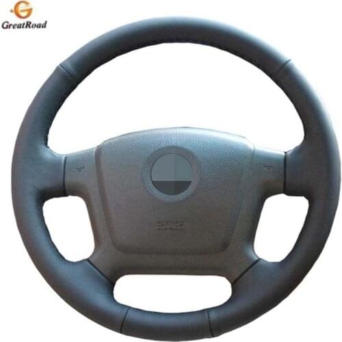 Black Artificial Leather Hand-stitched Car Steering Wheel Cover for steering-wheel for Kia Cerato 2005-2012 Old Kia Ceed