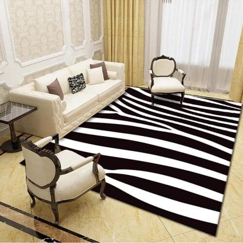 Black White stripe 3D Geometric Printing Carpets For Living Room bedroom Area Rugs Modern Fashion Tea table kitchen Non-slip Mat