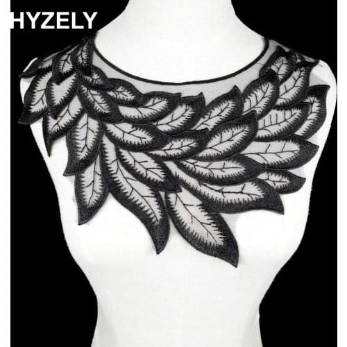 Black Feather Lace Fabric Embroidery Tulle Neckline Flower Lace Fabric Sewing Accessories Supplies Scrapbooking BW084