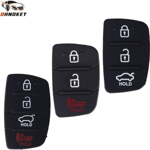 Dandkey 10X 3 3+1 4 Buttons Rubber Pad Remote Key Case Key Cover For Mistra Hyundai HB20 SANTA FE IX35 IX45 Kia K2 K5 Sportage