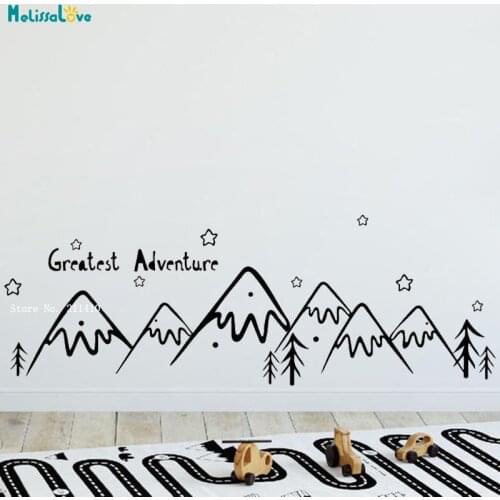 Greatest Adventure Mountains stars Wall Decals Kids Room Design Scandinavian Woodland Tribal Nursery Murals YT5924