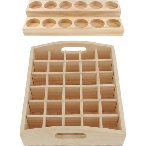 2pcs/set Wood Essential Oil Box Displaying Case Organizer Holder Rack Stand Shelf Perfect for Retail Stores Home Storage