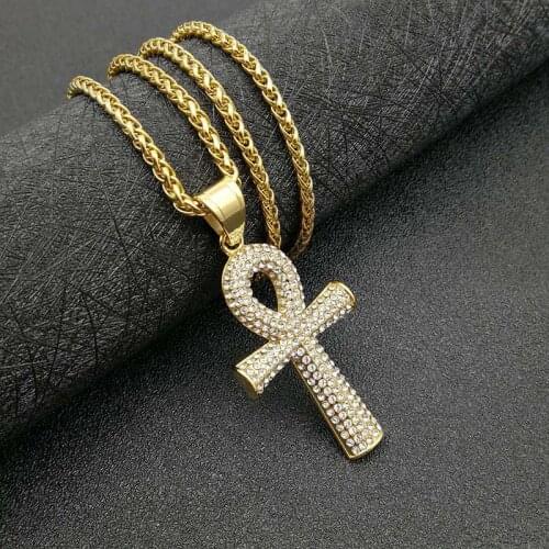Hip Hop Fully Iced Out stainless steel Rhinestone Anka Pendants Necklace Mens &Womens Jewelry Gifts Hand Necklace