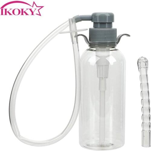 IKOKY 300mL Bottle Pump Douche Anal Cleaner Vagina Cleaning Sex Toys for Women Men Adults Enema Rectal Sprayer Machine Sex Shop