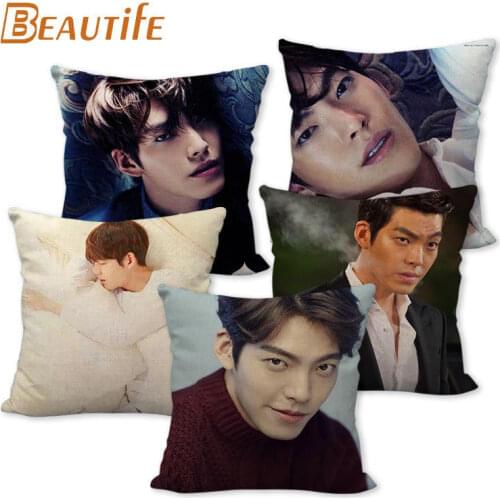 Custom Kim Woo Bin KPOP Pillowcase Wedding Decorative Cotton Linen Pillow Case For Home Pillow Cover 45X45cm One Side
