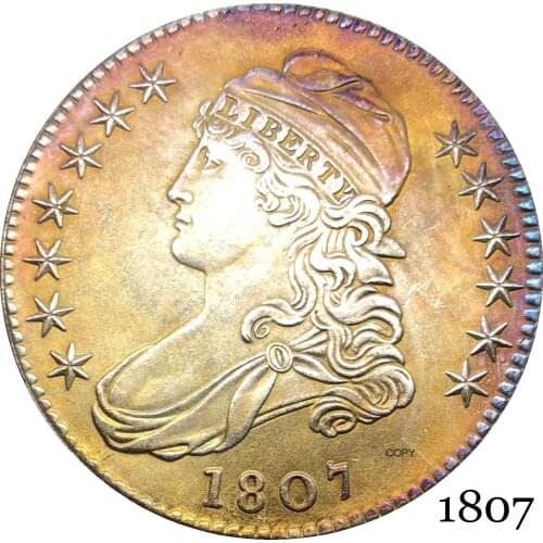 United States Of America Liberty Eagle 1807 50 Cents ½ Dollar Capped Bust Half Dollar Cupronickel Silver Plated Copy Coin