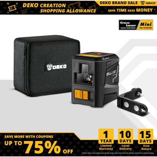 DEKO 2 Lines Laser Level Self-Leveling Horizontal&Vertical Cross-Line with Magnetic Bracket Green/Red Beam 650nm--DKLL02PR