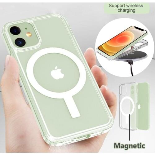 MagIc safe Magnetic Case For Iphone 12/12 pro Clear Acrylic Back Cover Support Wireless Charging Drop Protection Case