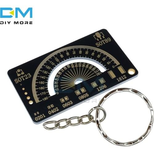 180 Degrees Measuring Tool Multifunctional PCB Ruler Resistor Capacitor Chip IC SMD Diode Transistor Package Keychain Reference