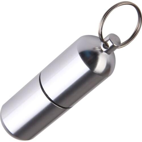 Fashion Vials Key Chain Aluminum Alloy Waterproof Portable Medicine Pill Bottle Keyrings Portable Pill Case Keychain