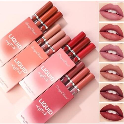 3pcs Velvet Matte Lip Gloss Set Lip Tint Combo Waterproof Long-wear Liquid Lipstick Lip Colour Lips Makeup Women Cosmetics TSLM1