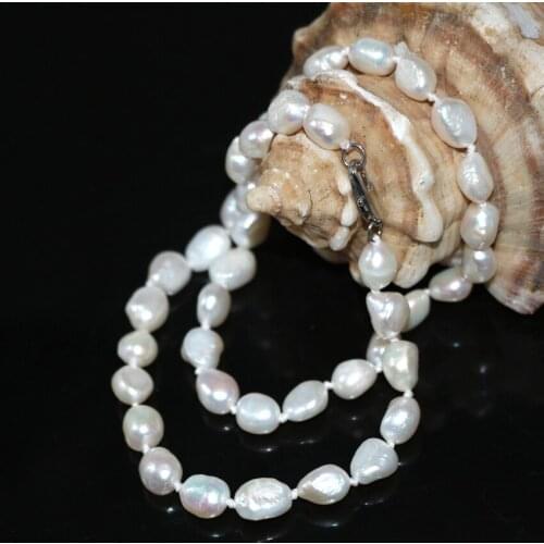 Natural white pearl 9-11mm irregular beads choker chain necklace for women weddings party elegant gifts jewelry 18inch B3020