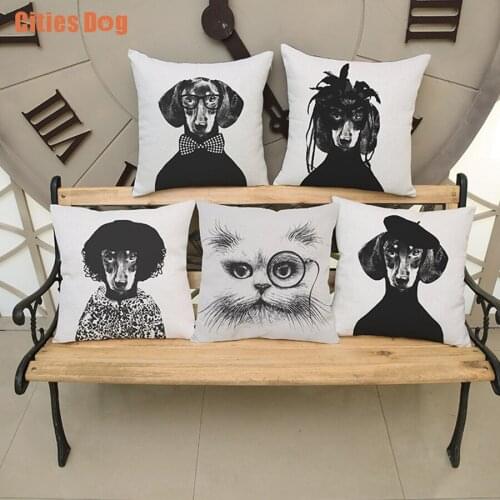 Pillows cushion cover new Year decoration cushions Pillow cover Animal dachshunds Mr. ladies christmas decorations cojines