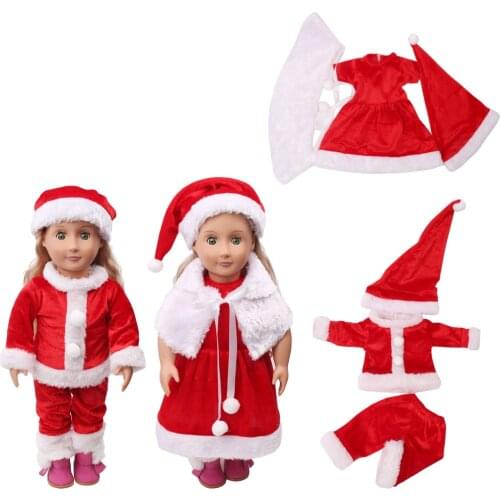 18 inch Girls doll clothes American newborn Red Christmas dress Baby toys dress fit 43 cm baby dolls c646