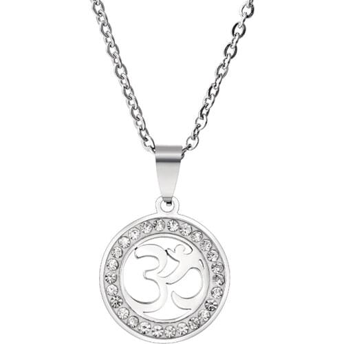 Hollow OM Charm Necklaces for Men Circle Round Pendant Necklaces Yoga Amulet Protection Talisman