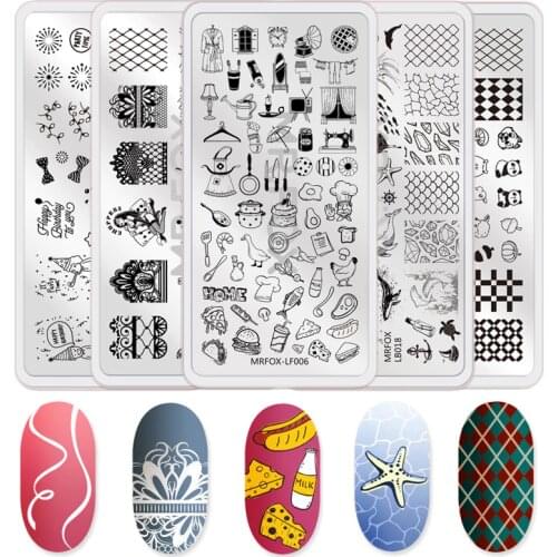 1PCS Nail Stamping Plates Food Starfish Lace Flower Printing Image 12*6cm Nail Art Stencil Template Mold Manicure Stamp Tools