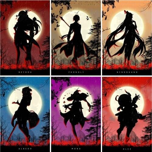 Genshin Impact Poster Zhong Li/xiao/gan Yu Anime Poster God Genshin Impact Eye Wall Decor Posters Wall Art Picture Home Decor