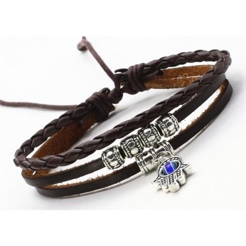 Casual Genuine Leather Bracelet for Women Jewelry Vintage Wings Charm Femme Homme Multilayer Handmade Men Jewelry Christmas Gift