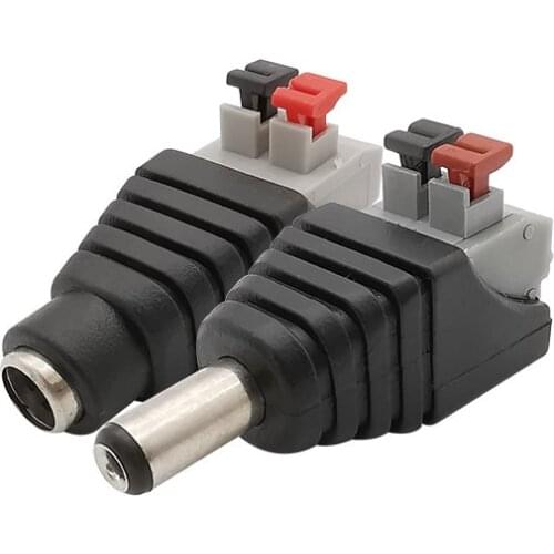 2.1 x 5.5mm DC Connector 5.5mm x 2.1mm DC Power Female Male Jack Plug Adapter for 5050 3528 Single Color LED Strip CCTV Cameras