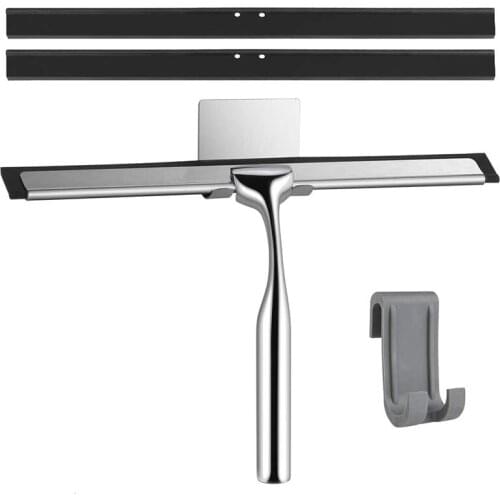 26cm Shower Squeegee Stainless Steel Premium Window Squeegee with Wall Hanger for Shower Doors, Bathroom, Kitchen