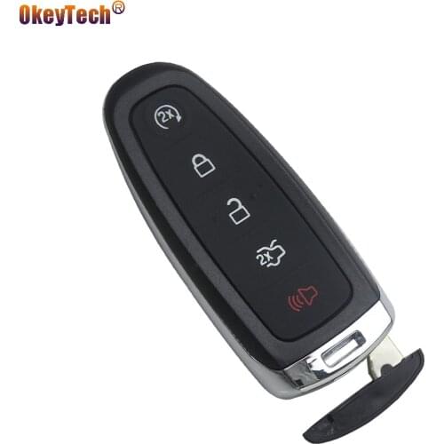 OkeyTech Smart Remote Key for Ford Explorer Edge Escape Flex Taurus Key Shell Cover Case Fob 5 Buttons with Uncut Blade No Chip