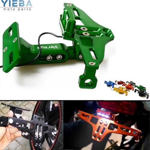 Motorcycle Parts Angle Rear License Plate Bracket with light Mount Holder For KAWASAKI VERSYS 650 ABS 1000 SE LT X 300 2017 2019