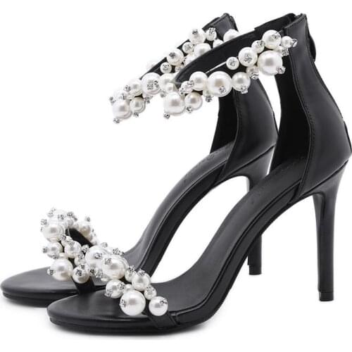 Womens Dresssandals Sweet Fashion Beaded High-heel Womens Rhinestone Sandals